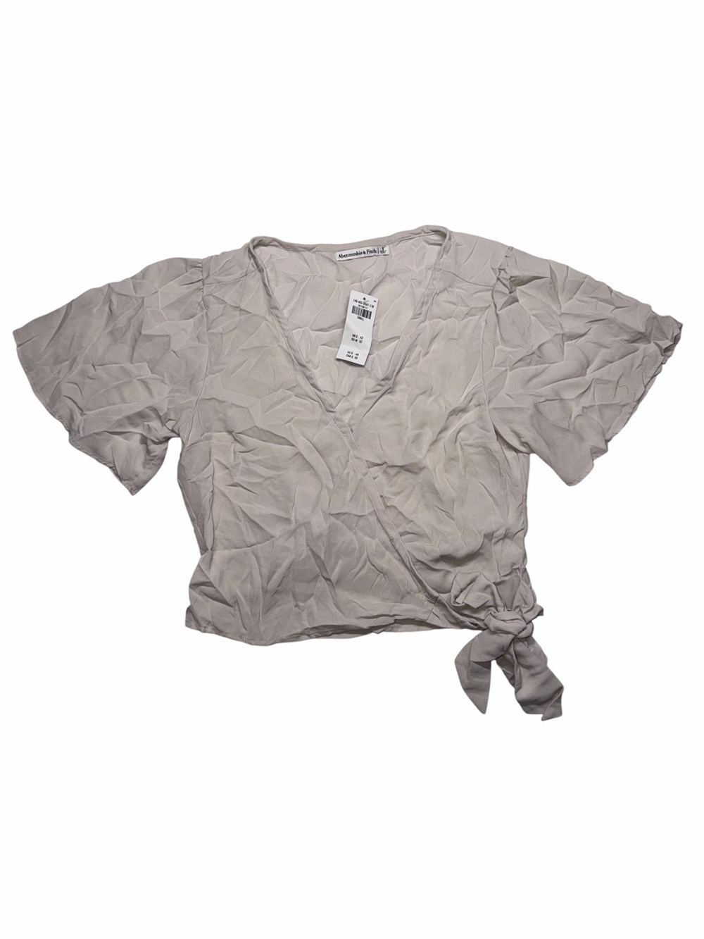 Abercrombie And Fitch Beige Chiffon Side Tie Faux Wrap Top Size Small NEW